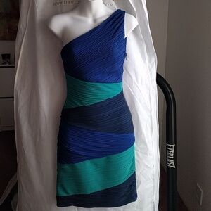 BCBG Kira Colorblock One Shoulder Dress